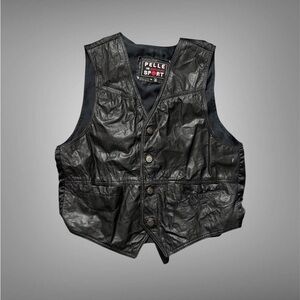 Pelle Sportv Black Leather Vest